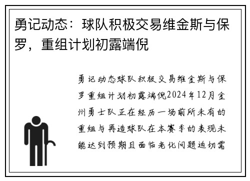 勇记动态：球队积极交易维金斯与保罗，重组计划初露端倪