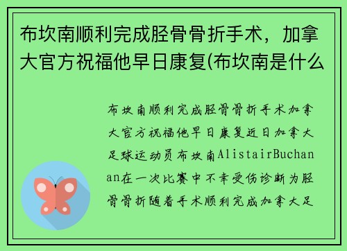布坎南顺利完成胫骨骨折手术，加拿大官方祝福他早日康复(布坎南是什么意思)