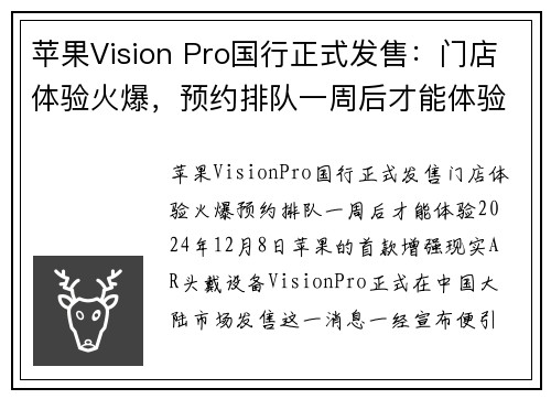 苹果Vision Pro国行正式发售：门店体验火爆，预约排队一周后才能体验(apple vision)