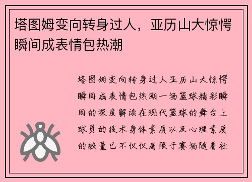 塔图姆变向转身过人，亚历山大惊愕瞬间成表情包热潮